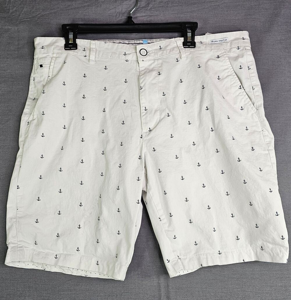 Denim & Flower Shorts White w/Blue Anchor Pattern Men's Size 38